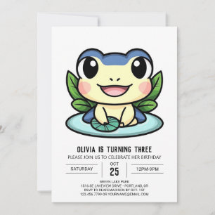 Invitación Elegante cumpleaños digital de rana de Bonito