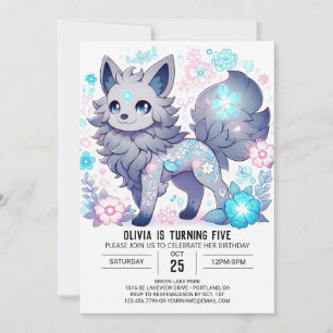 Invitación Elegante cumpleaños digital del lobo majestuoso