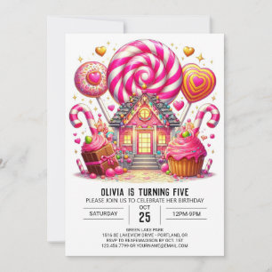 Invitación Elegante cumpleaños digital Dreamy Candyland