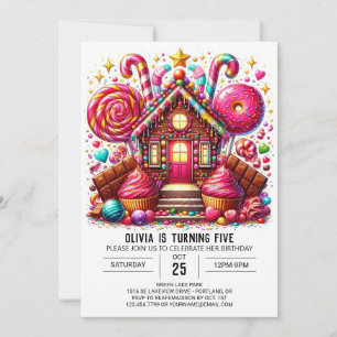 Invitación Elegante cumpleaños digital Lollipop Candyland