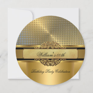 Invitación Elegante Cumpleaños Dorado Real Fiesta Hombres Man