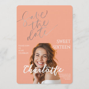 Invitación Elegante Cumpleaños Dulces 16 Guardar la Fecha