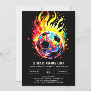Invitación Elegante cumpleaños en línea de niños de fútbol