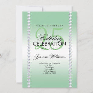 Invitación Elegante cumpleaños esmeralda con diamantes