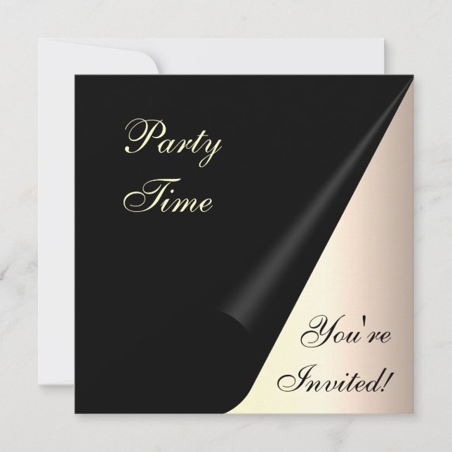 Invitación Elegante Cumpleaños Evento Negro Crema (Anverso)