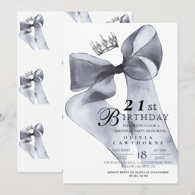 Invitación Elegante Cumpleaños Fiesta de Arco Negro Moderno  (Anverso / Reverso)