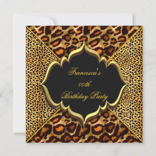 Invitación Elegante Cumpleaños Fiesta Fiera Leopardo Animal O