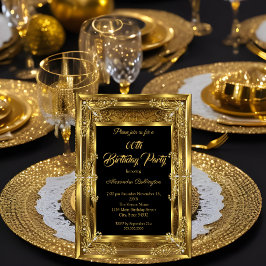 Invitación Elegante Cumpleaños Fiesta Foto Royal Oro Gemas