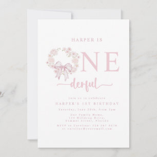 Invitación Elegante Cumpleaños Fiesta Rosa Fancy One 1