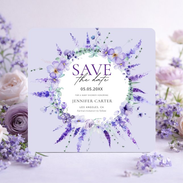 Invitación Elegante Cumpleaños Floral de Lavanda para el Bebe (Subido por el creador)
