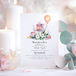 Invitación Elegante cumpleaños floral Par-tea