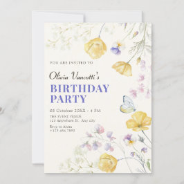 Invitación Elegante cumpleaños floral salvaje