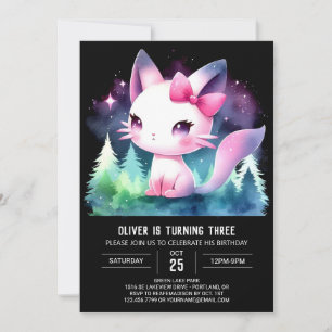 Invitación Elegante cumpleaños gato de gatito