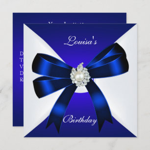 Invitación Elegante cumpleaños Invitar a la Perla Azul Real B