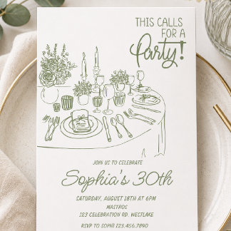 Invitación Elegante Cumpleaños Minimalista | Cumpleaños Moder