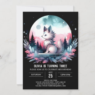 Invitación Elegante cumpleaños Minimalista de lobo