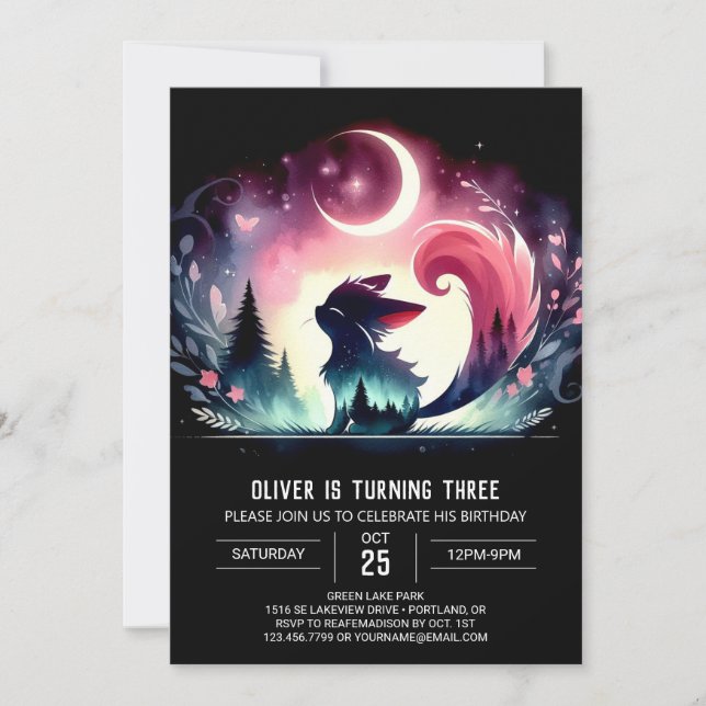 Invitación Elegante cumpleaños Minimalista del gato (Anverso)