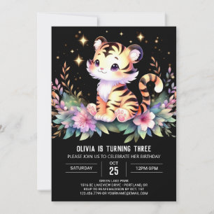 Invitación Elegante cumpleaños Minimalista del tigre
