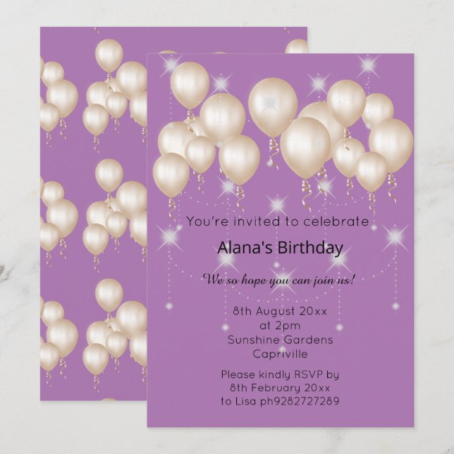 INVITACIÓN ELEGANTE CUMPLEAÑOS MODERNOS (Anverso / Reverso)