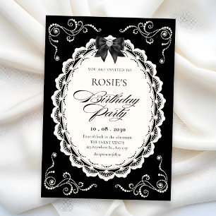 Invitación Elegante cumpleaños negro