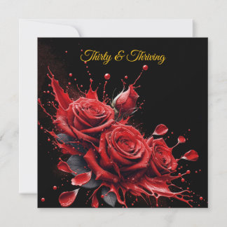 Invitación Elegante cumpleaños número 30 - Rosas en flor