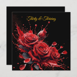Invitación Elegante cumpleaños número 30 - Rosas en flor