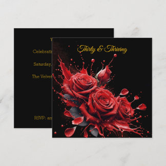 Invitación Elegante cumpleaños número 30 - Rosas en flor