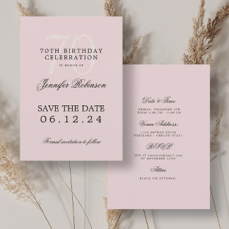 Invitación Elegante cumpleaños número 70 Save the Date Detail