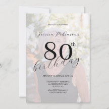 Elegante Cumpleaños Ochenta Escritura Negra Foto