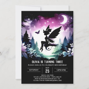 Invitación Elegante cumpleaños pequeño de hadas