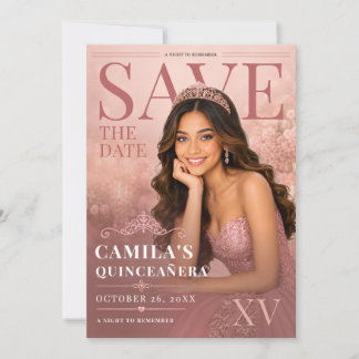 Invitación Elegante Cumpleaños Quinceañera Salva la Fecha