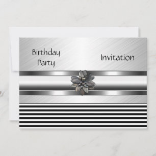 Invitación Elegante Cumpleaños Raya Negra Fiesta