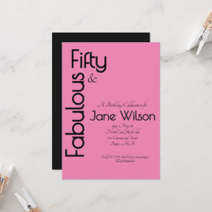 Invitación Elegante Cumpleaños Rosa 50 y Fabuloso 
