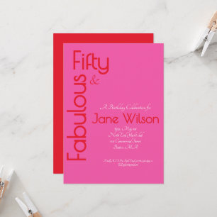 Invitación Elegante Cumpleaños Rosa 50 y Fabuloso 