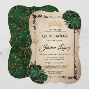 Invitación Elegante cumpleaños rústico de la Quinceañera Verd