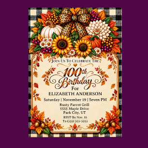 Invitación Elegante Cumpleaños Rústico de Otoño 100