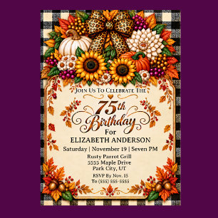 Invitación Elegante Cumpleaños Rústico de Otoño 75