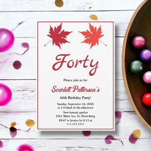 Invitación Elegante Cumpleaños Rústico de Otoño Hojas Chic 40