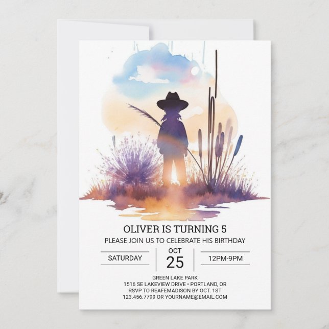 Invitación Elegante cumpleaños salvaje de Cowboy Occidental (Anverso)