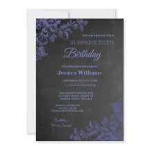 Elegante Cumpleaños Sorpresa Pizarra Floral Azul