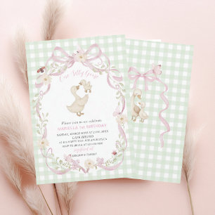 Invitación Elegante cumpleaños uno 1.º tonta oca G