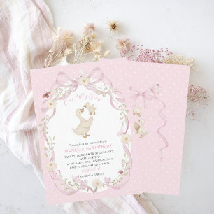Invitación Elegante cumpleaños uno 1er pato tonto acuarela G