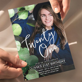 Invitación Elegante cumpleaños veintiuno 21 foto rústica mode