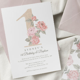Invitación Elegante cumpleaños y bautismo de bebé de peones r