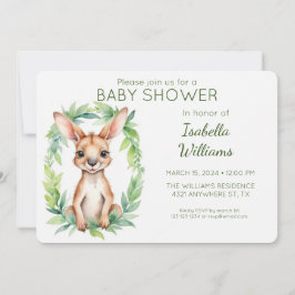 Invitación Elegante Cute Watercolor Kangaroo Baby Shower