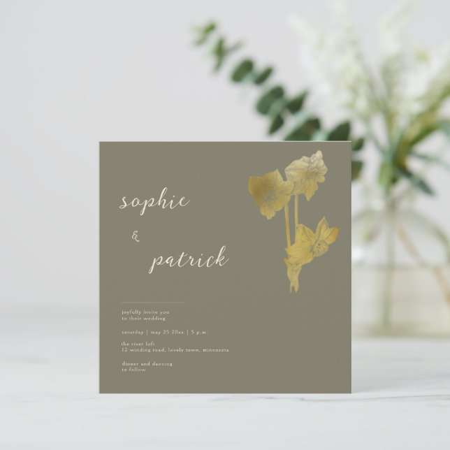 Invitación Elegante Daffodils de Oro Boda de primavera modern (Anverso de pie)