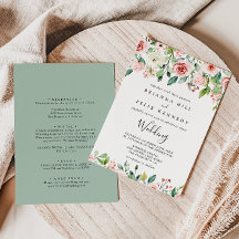 Elegante Dainty Autumn Floral Front & Back Boda