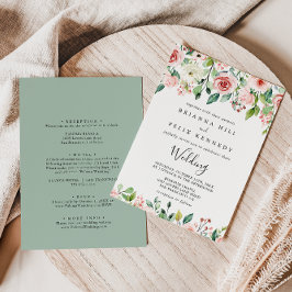 Invitación Elegante Dainty Autumn Floral Front & Back Boda