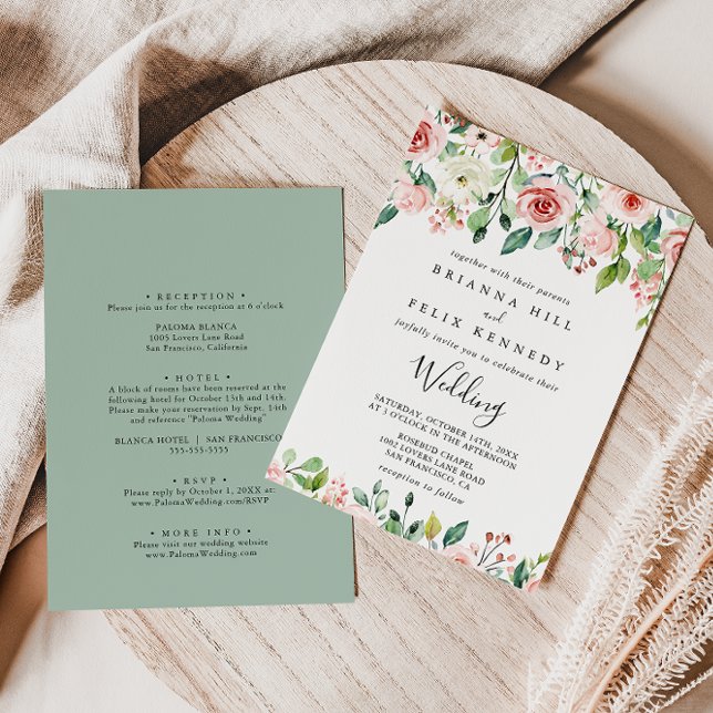 Invitación Elegante Dainty Autumn Floral Front & Back Boda (Subido por el creador)