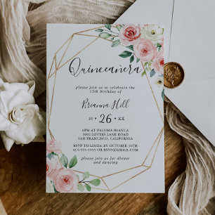 Invitación Elegante Dainty Autumn Floral Quinceañera